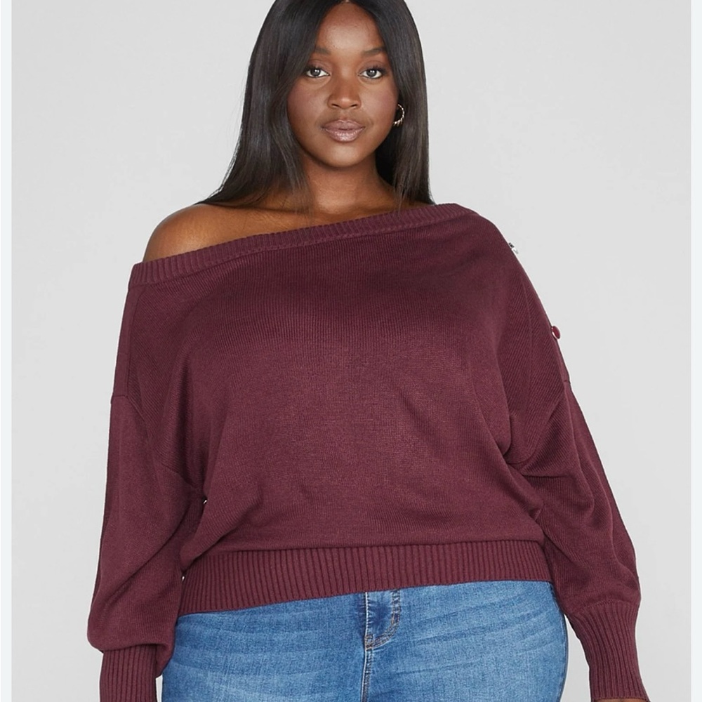 Fashion to Figure Off-Shoulder Plum Sweater